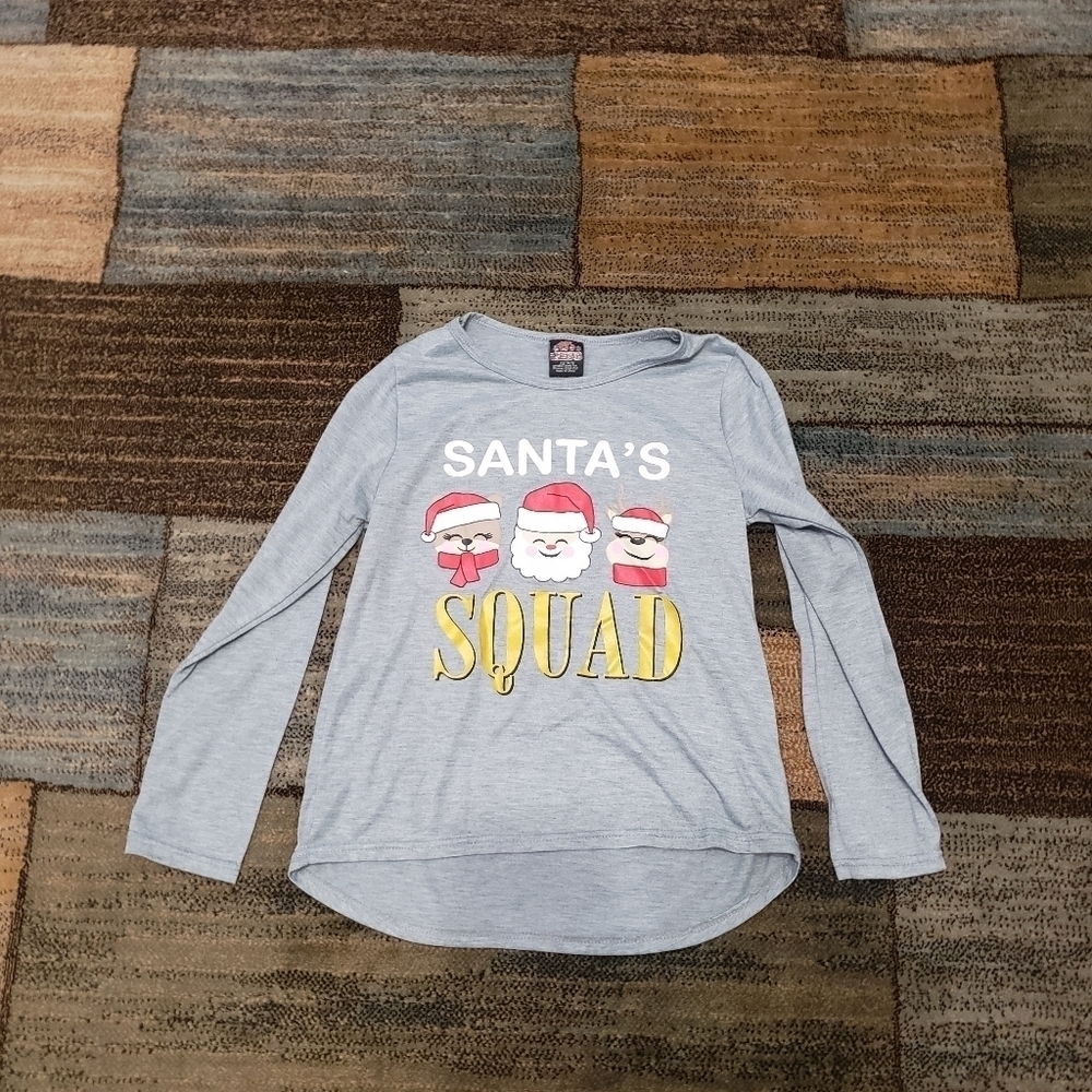 girls pj's and presents Santa's squad Christmas shirt size 14-16